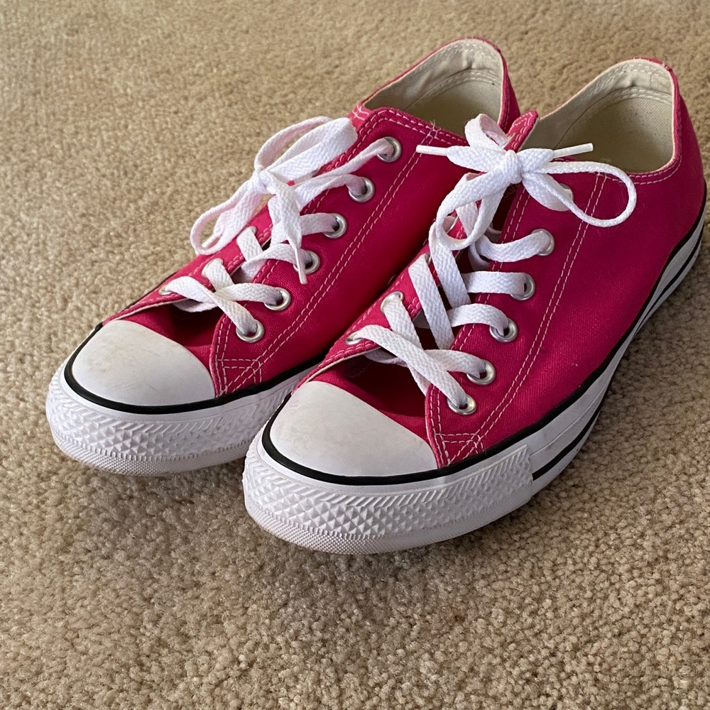 Converse Pink Canvas Shoes with White Accents